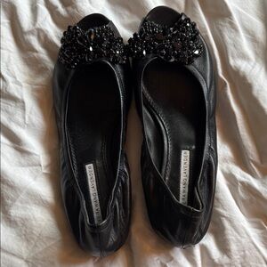 Vera Wang Black Embellished Loafers